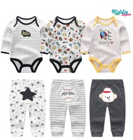 Kiddiezoom 3 Pcs Dài Tay Cho Bé Quần Áo + 3 Pcs Quần Trẻ Em 0-12months
