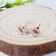 925 Silver Santa Clause Ear Studs with Enamel Paint / Subang Telinga Santa Claus Perak 925 (ET4)