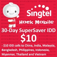 Singtel Prepaid $10 30-day SuperSaver IDD / Top Up / Renew