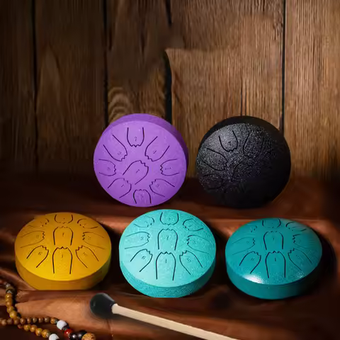 Rain Drum 4 Inches 9 Notes Waterproof Rain Chime Ethereal Hand Pan Ideal for Yoga & Prenatal Educati