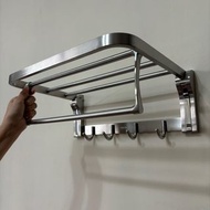 40cm不銹鋼可折疊毛巾架  有掛鉤 全新有盒