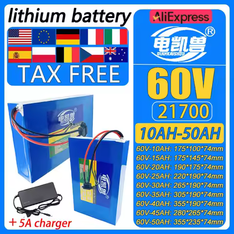 21700 60V 50Ah 45Ah 20Ah 25Ah 30Ah 35Ah 40Ah 15Ah Lithium battery pack 3000W High Power For Electric