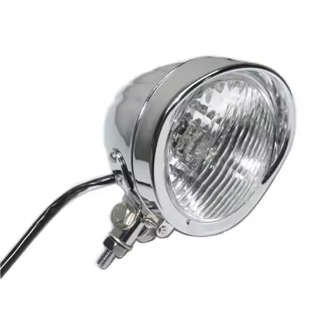 Chrome High Quality Motorcycle 4.5" Tri-Bar Visor Headlight Headlamp H4 60W/55W For Honda Yamaha Suz