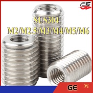 SUS304 Screw Converter Threaded Insert for Metal Inside Outside Thread  M2/M2.5/M3/M4/M5/M6 【GE-MB-3