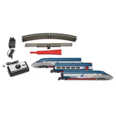 Electric Train Set for Adults - HO Gauge Amtrak Acela NEC High-Speed Model in Red-Blue, Vintage Styl