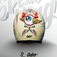 日本 虹彩屋 × Gallop- SPEED KING 復古安全帽 奶白