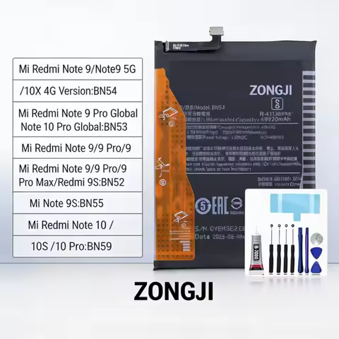 ZONGJl battery compatible with Mi Redmi Note 9/Note 9 Pro Global/9 Pro Max/Note 9S/Note 10 Battery+F