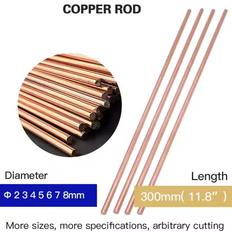 Copper Rod Φ 2-16mm Diameter 300mm Length High Quality Straight Red Copper Solid Bar 16 17 18 19 20 