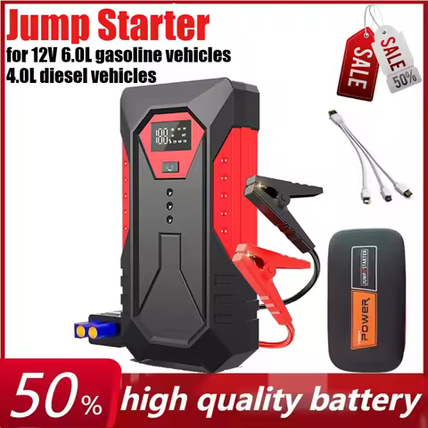12V 8000mAh Portable Car Jump Starter Power Bank Car Emergency Booster for 12V 6.0L Fuel Vehicle、4.0