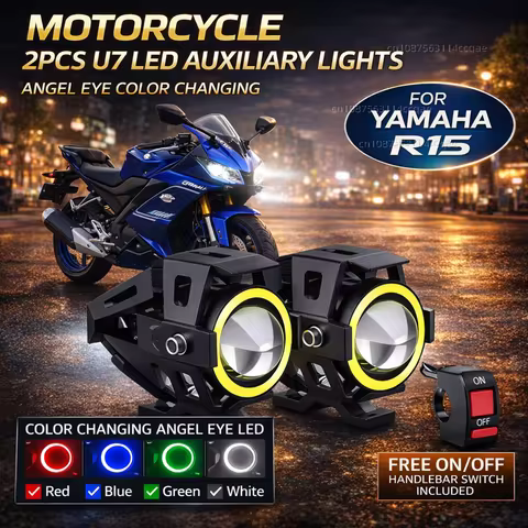 Waterproof Motorcycle LED Headlight 3000LMW U7 Motorbike LED Driving Fog Spot Light with Switch For 