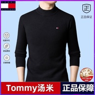 เสื้อสเวตเตอร์ Tommy แท้ชาย100ฤดูหนาวขนสัตว์แท้มากกว่าครึ่งเสื้อกันหนาวคอเต่าทำให้เสื้อชั้นในไม่มีซับใน