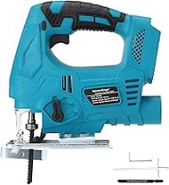 Cordless Jig Saw for Makita 18V Battery(Not Included), Variable Speed Power Electric Jigsaw with Wood Cutter Blades and LED Light,Scale Ruler
