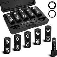 6PCS 1/2" Drive Metric & Sae Standard Hex and Damaged Lug Nut Flip Socket Set, 17mm, 19mm, 21mm, 13/