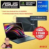 #1413 *Used Asus Zenbook Duo 14 Intel Core i7-10510U 16GB 1TB Nvme SSD Nvidia Geforce MX250 Dual Screen Win11