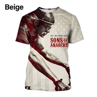 New Sons of Anarchy 3D Printing Men's Round Neck Short Sleeve Tops T-shirt