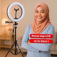 Ring Light LED Video Studio Lighting Lampu Bulat Make Up Tripod 26cm Tiktok 10inci Phone Live Steami