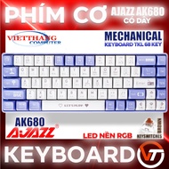 Ajazz AK680 Wired Mini Gaming Mechanical Keyboard White Purple Led Background 68 Keys Sw Brown HotSw