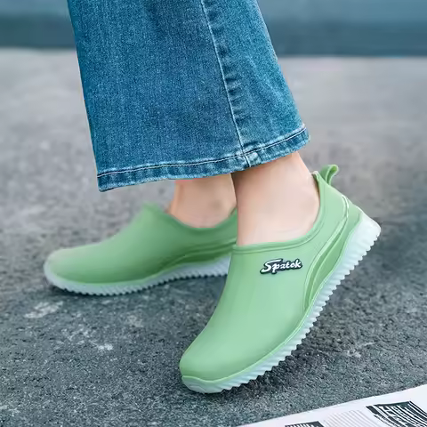 women's plush rain shoes warm waterproof galoshes woman low top rainshoes female chef work shoes lad