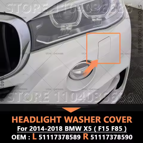For 2014-2018 BMW X5 (35dx 35i 35ix 40ex 50ix M) (F15 F85) Front Bumper Headlight Washer Nozzle Cove