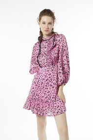 EP เดรสลายดอกไม้แต่งระบาย ผู้หญิง สีชมพู | Daisy Floral Dress with Ruffle Detail | 04805