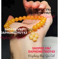 Yellow dragon mixed dzi bracelet with 21 eyes - charm co 4 la size 8mm beautiful New.