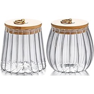 FANTESTICRYAN Glass Coffee Nuts Canister Airtight Storage Jar Petal Decorative Container with Bamboo