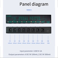 TECHCHIP- Guitar Effect Pedal Power Supply 8 Isolated DC Outputs/ 5V USB Output for 9V Protection Gu