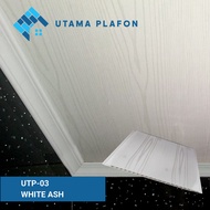 Plafon PVC Ceiling Panel Doff White Ash. Motif Kayu Putih/Abu-abu