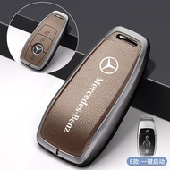 Alloy Leather Car Remote Key Case Cover Shell For Mercedes Benz A C E S G Class GLC CLE CLA W177 W20