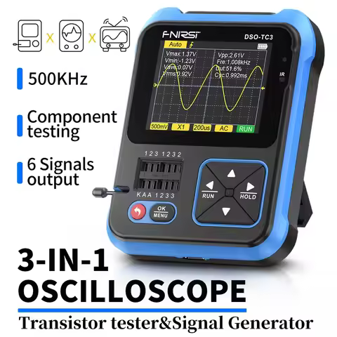 FNIRSI DSO TC3 3 In 1 Portable Digital Oscilloscope Transistor Tester Function Signal Generator Mete