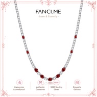 FANCIME "Glamour Radiance" January Birthstone Fancy Cut Garnet Sterling Silver Tennis Necklace