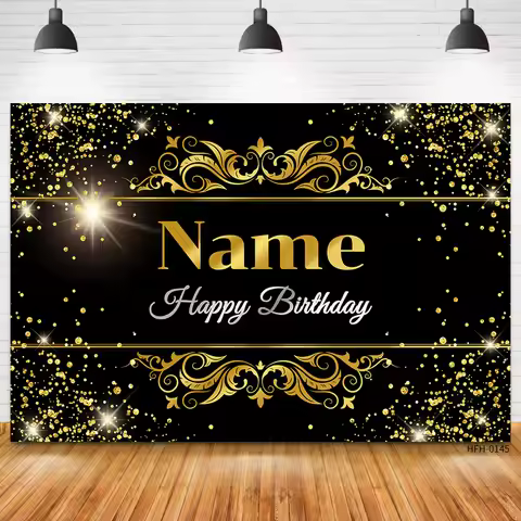 Diy Gold Glitter Birthday Party Banner Custom Name Backgrounds Baby Shower Child Name Diy Photograph