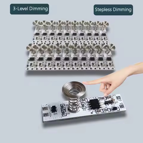 Mini Built-in Touch Dimmer 5-24V, 3-Level Dimming Switch 5A for LED Strip Light Bar, Aluminum Panel 