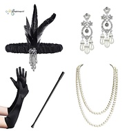 1Set Gatsby Fancy Dress Accessories Flapper 20'S Charleston Girl Costume 1920S Set Black