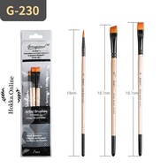 HOKKA PROFESSIONAL Artist Paint Brush 3PCS (Flat, Angular, Pointed) with Plastic Pouch