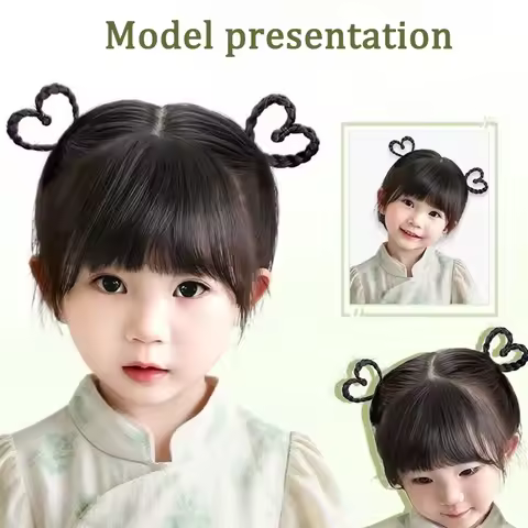 Children's hair accessories wigs heart-shaped braided hair clips hair accessories
