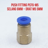 PCF6-M5 PCF 6-M5 Pneumatic Nipple Fitting Straight Hose 6mm Internal Thread M5 5mm Slip Lock Push Tu