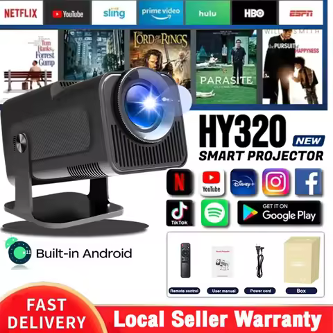 2026 4K Android 11 Projector Native 1080P 390ANSI HY320 Dual Wifi6 BT5.0 1920*1080P Cinema portable