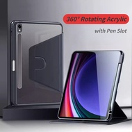 For Samsung Galaxy Tab S9 FE 10.9 S9+ A9 Plus S9 FE S8 S7 S9 Plus A9 Plus+ S8 Plus S7+ S7 FE 12.4 S6 Lite A8 360° Rotation Acrylic Case With Pen Slot