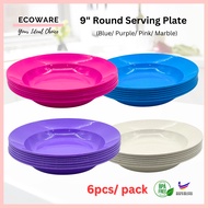 ECOWARE 6pcs 9" Serving Plate/ PP Plate/ Kenduri Plate/ Pinggan Plastik/ Kuah Pinggan Deep Plate 9in