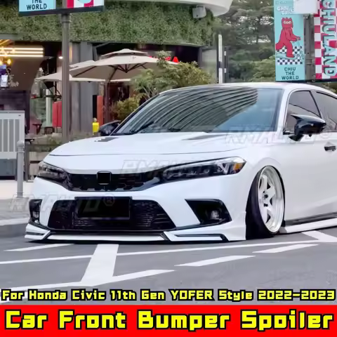 Civic Car Front Bumper Lip Glossy Black YOFER Style Front Bumper Diffuser for Honda Civic 11th Gen 2