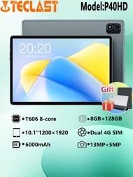 台電p40hd 2023 平板電腦(紫光展銳t606 8 核/16gb(8gb+8gb) Ram/128gb Rom/10.1 英寸1920*1200ips/wifi5g/4g 雙卡lte/bt 5.0/6000mah/type-c/5mp+13mp 攝像頭/android 13) 限時優惠免費彩色皮套