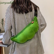 JUNYUE Soybean Shoulder Bag, Zipper Closure Cartoon Edamame Shape Bag, Funny Soft Texture Green Crea