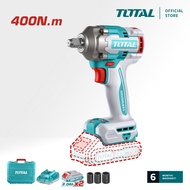 TOTAL Li-ion Impact Wrench (400Nm/ 1/2" /20V) Brushless Motor + 2.0Ah Battery (2 Pcs) + Charger + So