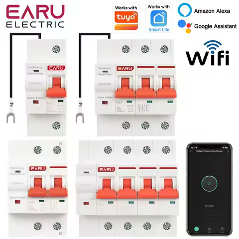 1P 2P 3P 4P TUYA APP WIFI Circuit Breaker Timer Voice Remote Control Smart Life Automatic Intelligen
