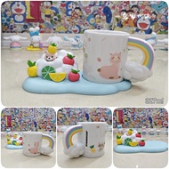 Starbucks Cute Alpaca Hide and Seek Rainbow Fruit Raccoon Ceramic Mug Scenario Coaster Set Drinking Cup