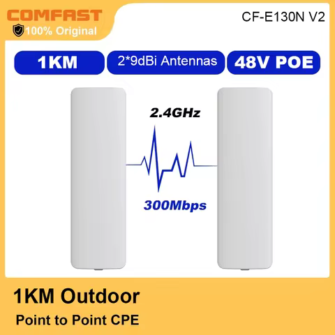 COMFAST 1KM Outdoor Access Point 300Mbps Long Range 9dBi Wifi Antenna Router CPE 2.4GHz PoE Bridge T