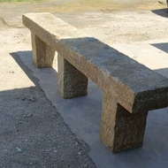 Antique Old Stone Slab Bench & Table Set, Long Style Garden Patio Decor, Vintage Planter Stand for C