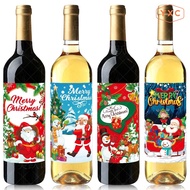 8 pcs Christmas Decoration Wine Bottle Sticker Merry Christmas Party Ornaments Gift Box Sticker Wine Bottle Self-adhesive Sticker