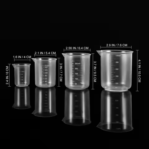 4pcs 50Ml 150Ml 250Ml 500Ml Plastic Measuring Beaker Transparent Graduated Cup For Kitchen Laborator